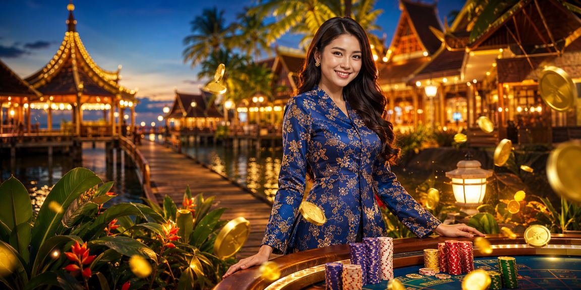 Suasana kasino hiburan Sarawak dengan dealer berpakaian baju kurung dalam kasino live 5100